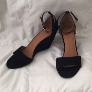 Black, open toed heels